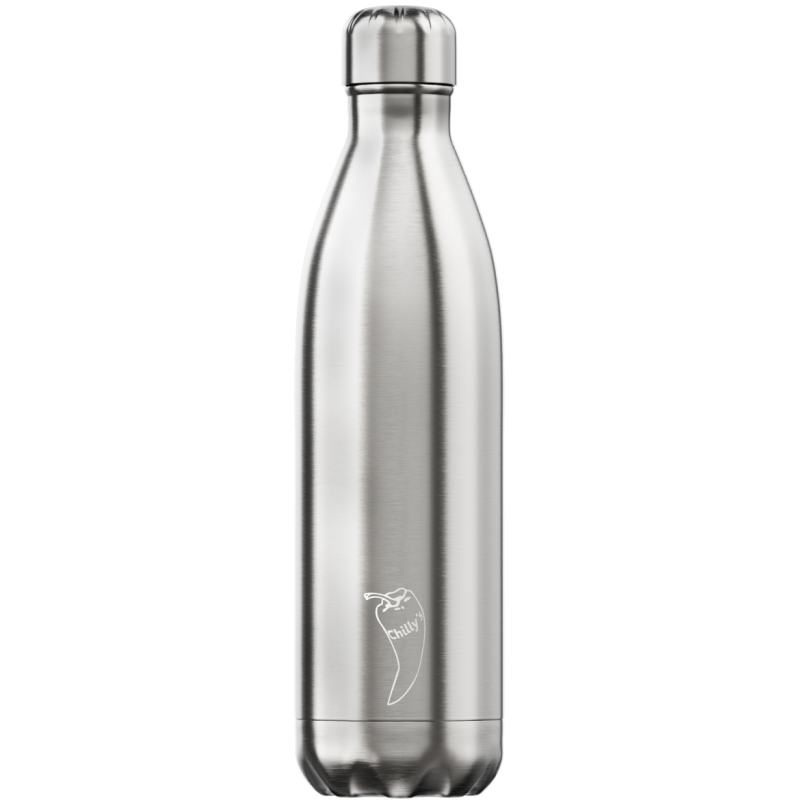 Image of Engraved Chilly's Bottle Silver Stainless Steal 750ml, Official Chilly's Bottles