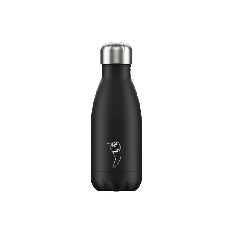 Image of Engraved Chilly's Bottle Monochrome Black 260ml, Official Chilly's Bottles