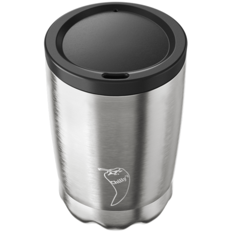 Image of Promotional Chilly's Reusable Coffee Cup Stainless Steel Silver