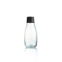 Image of Branded Retap glass water bottle 300ml with black lid