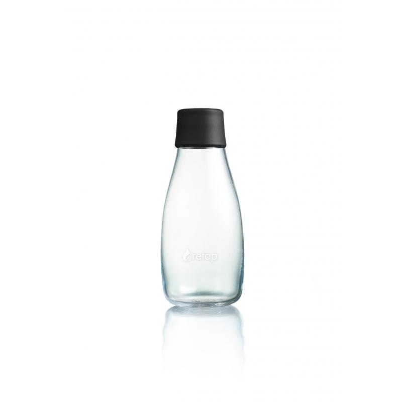 Image of Branded Retap glass water bottle 300ml with black lid