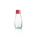 Image of Printed Retap glass water bottle 300ml with raspberry pink lid