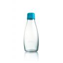 Image of Printed Retap glass water bottle 500ml with Light Blue lid
