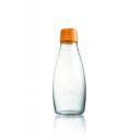 Image of Printed Retap glass water bottle 500ml with Orange lid