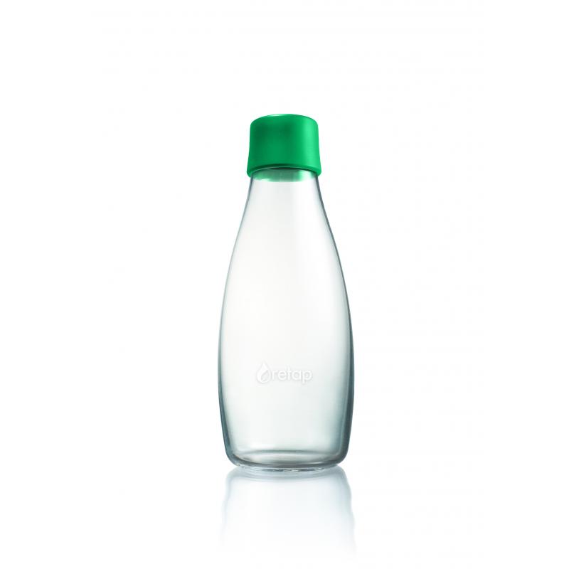 Image of Promotional Retap glass water bottle 500ml with Strong Green lid