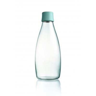 Image of Printed Retap glass water bottle 800ml with Mint Blue lid