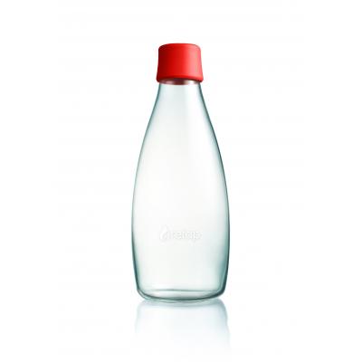 Image of Promotional Retap glass water bottle 800ml with Red lid