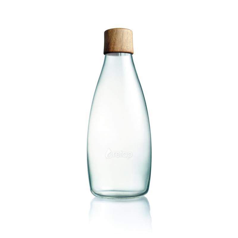 Image of Promotional Retap glass water bottle 800ml with Walnut wood lid