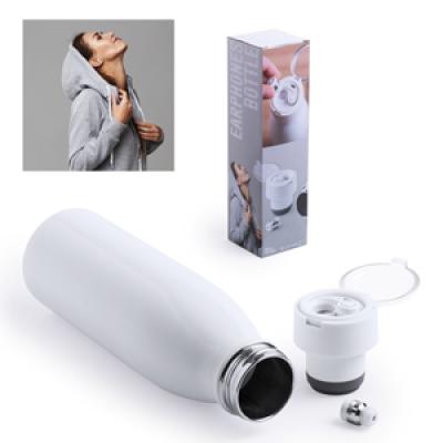 Image of Promotional Stainless steel thermal bottle with built-in bluetooth earphones