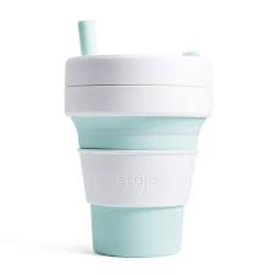 Image of Branded Stojo Biggie Collapsible Coffee Cup 470ml  Mint Green