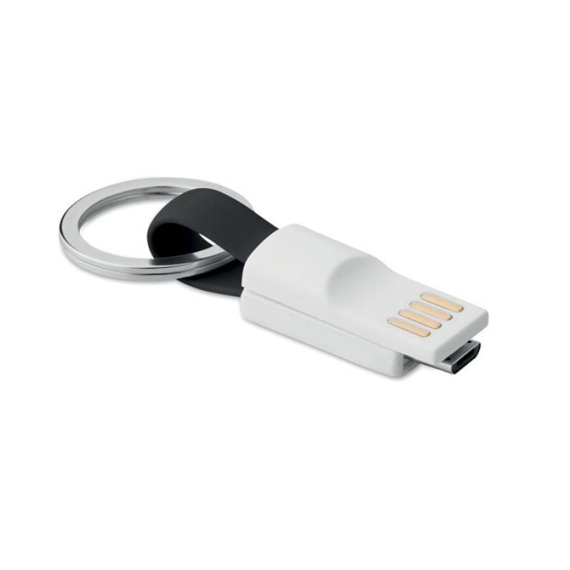 Key ring micro USB cable :: Promotional Branded Charging Cable With Keyring For