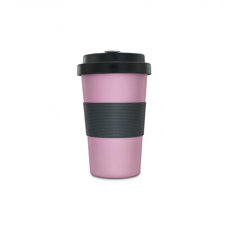Image of Promotional BramBroo Reusable Coffee Cup Peony Pink And Indigo