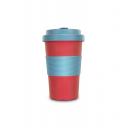 Image of Printed Bambroo Reusable Bamboo Coffee Cup Scarlet And Teal