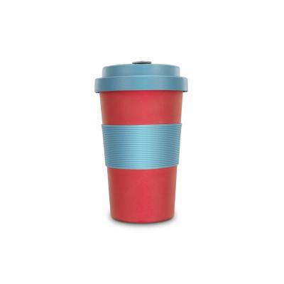 Image of Printed Bambroo Reusable Bamboo Coffee Cup Scarlet And Teal