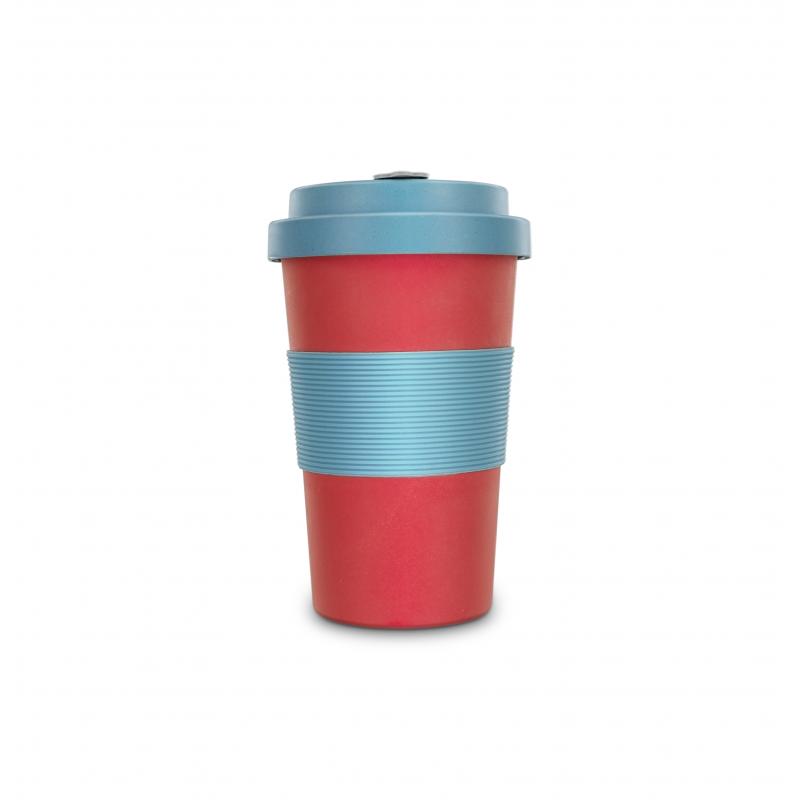 Image of Printed Bambroo Reusable Bamboo Coffee Cup Scarlet And Teal