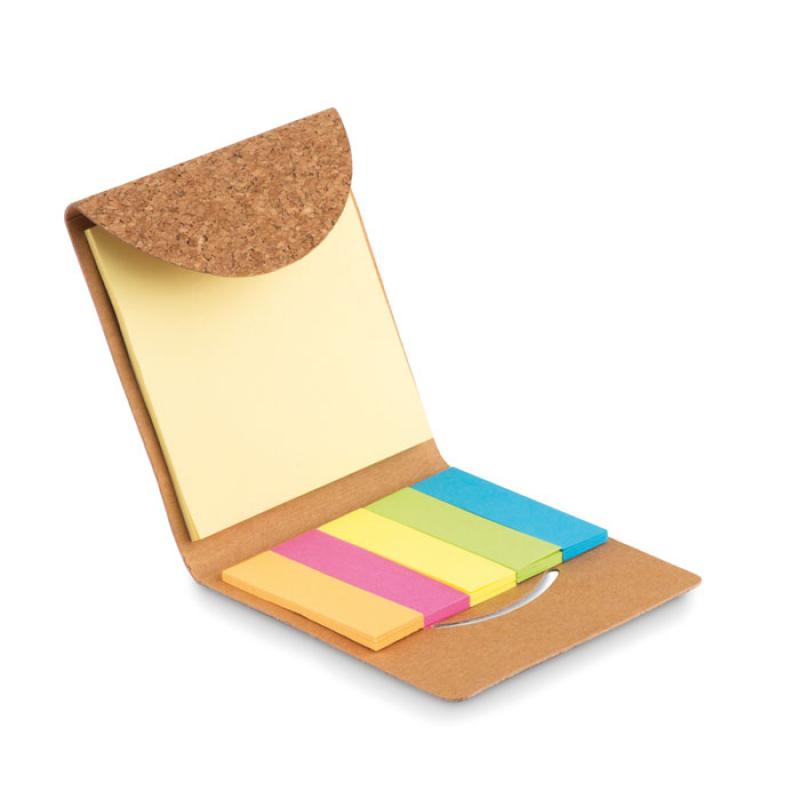 Image of Promotional Eco Cork Pouch With Memo Pad And Sticky Notes