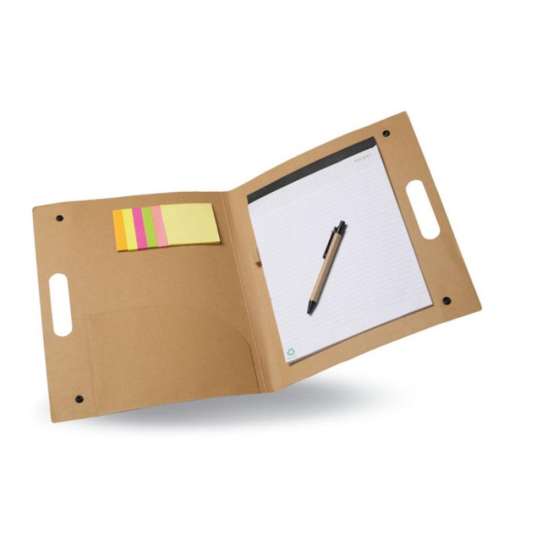 Image of Promotional Eco Card Conference Folder With Notepad, Sticky Notes And Pen