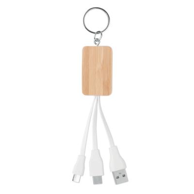 Image of Promotional Bamboo Charging Cable Keyring