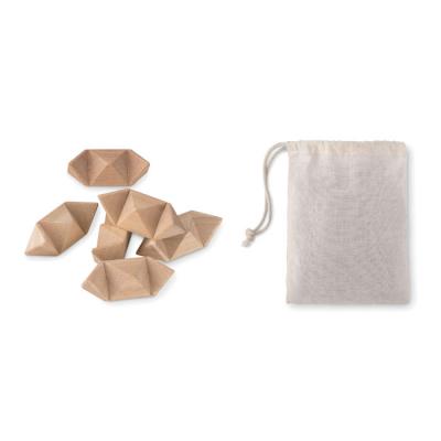 Image of Promotional Eco Wooden Brain Teaser Puzzle In Cotton Pouch 
