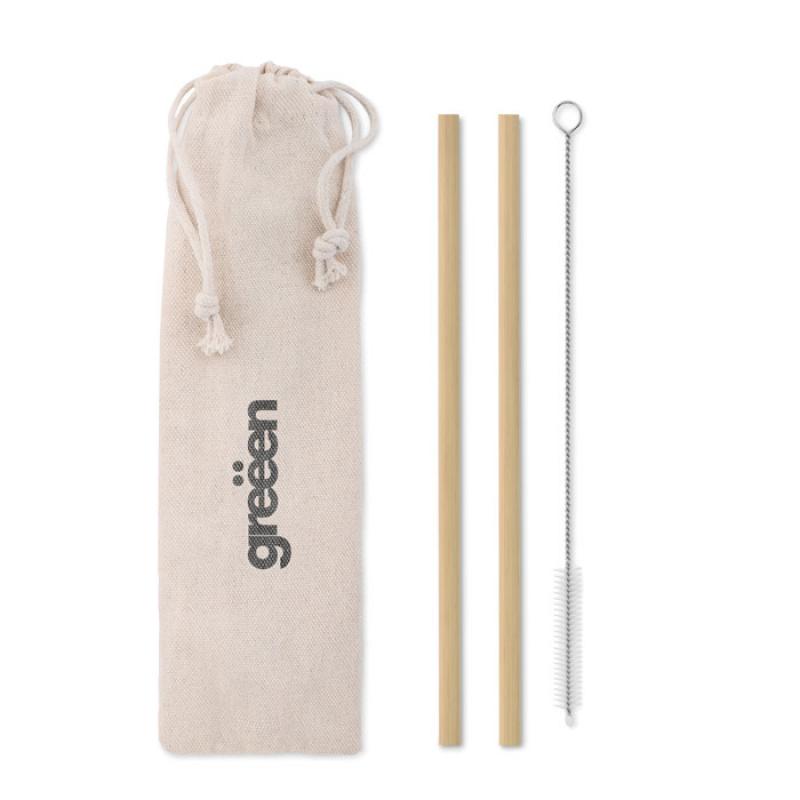 Image of Promotional Eco Bamboo Reusable Straws With Gift Pouch
