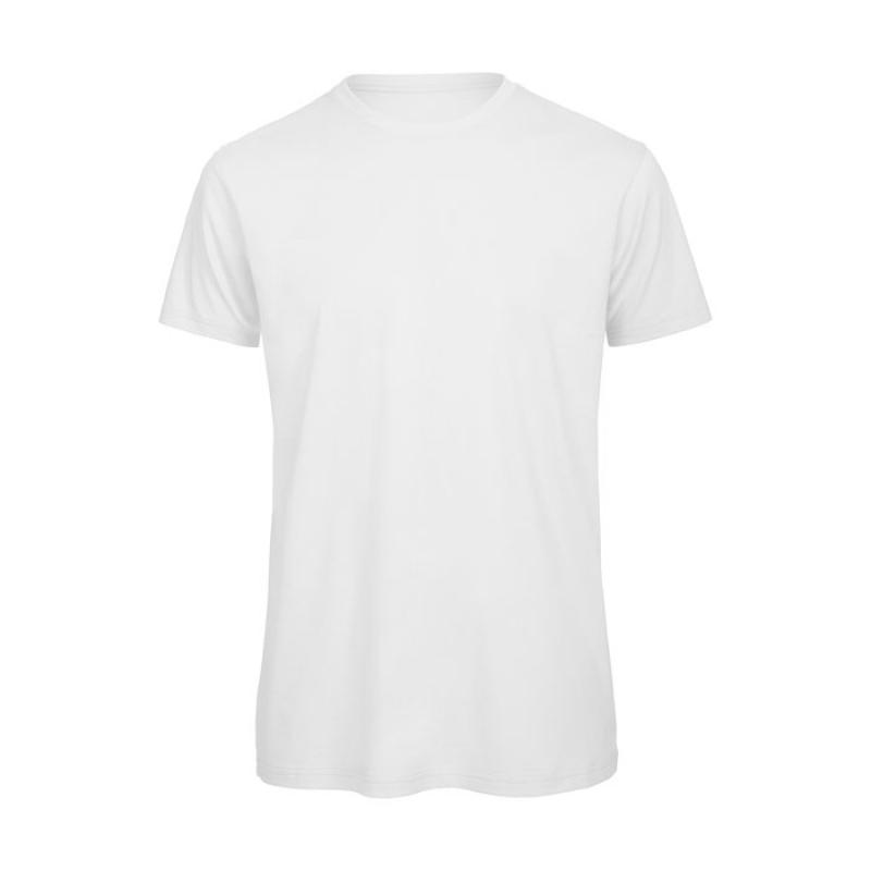 Image of Promotional Men's White Organic Cotton T Shirt With Rib Collar 
