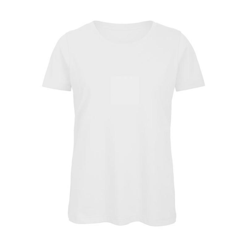 Image of Promotional Ladies White Organic Cotton T Shirt With Rib Collar  