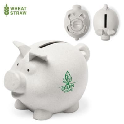 Image of Promotional Eco Wheat Straw Fibre Piggy Money Bank