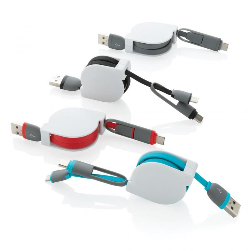 Image of Promotional 3 in 1 Retractable Charging Cable
