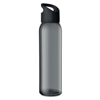 Image of Printed Praga Glass Water Bottle Black 470ml
