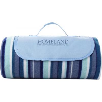 Image of Promotional Blue Striped Picnic Blanket With Carry Handle