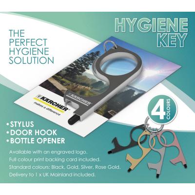 Image of Promotional PPE Hygiene Key With Door Hock, Stylus And Opener