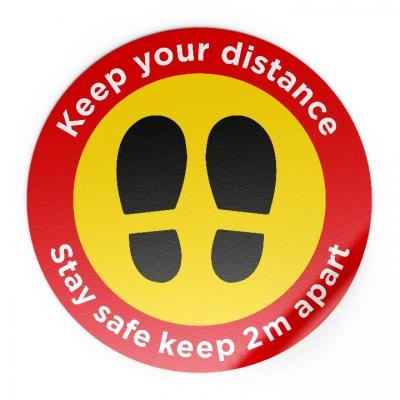 Image of Promotional Keep Your Distance Footprint Social Distancing Floor Sticker
