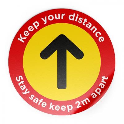 Image of PPE Stay 2M Apart Arrow Floor Sticker Keep Your Distance Floor Sign