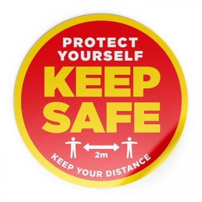 Image of PPE-Keep Safe Round Floor Sticker Social Distancing Floor Sign