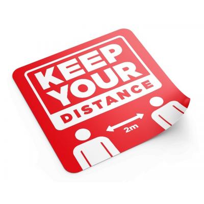 Image of PPE Keep Your Distance 2M Square Floor Sticker