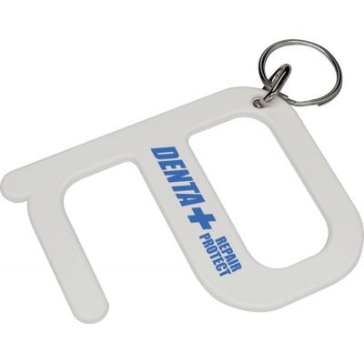 Image of Printed Hygiene Keyring No Touch Button And Door Opener White