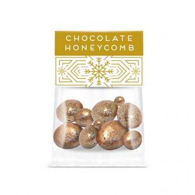 Image of Promotional Eco Gift Bag Filled With Christmas Chocolate Coated Honeycomb