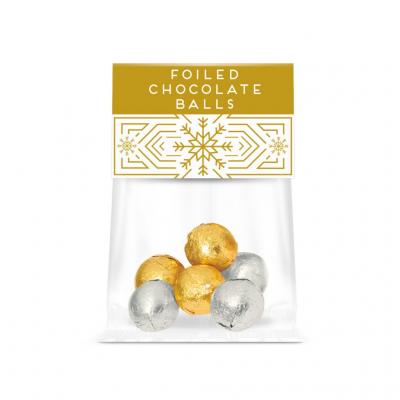 Image of Promotional Eco Christmas Gift Bag Filled With Foiled Wrapped Chocolate Balls