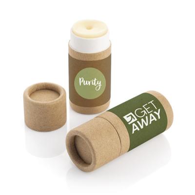 Image of Branded Vegan Lip Balm Stick In Natural Eco Recycled Container