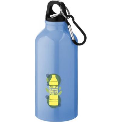 Image of Promotional Oregon Aluminium Sports Bottle With Carabiner Clip 400ml