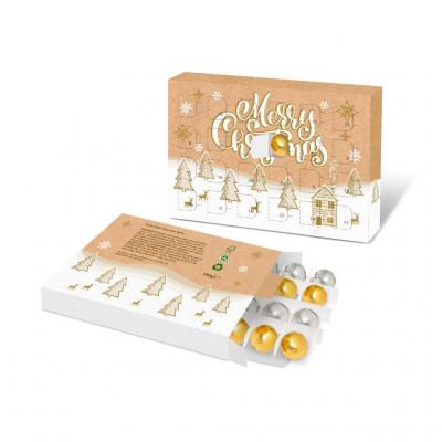 Image of Branded Eco Christmas Advent Calendar Filled With Foiled Wrapped Chocolate Balls