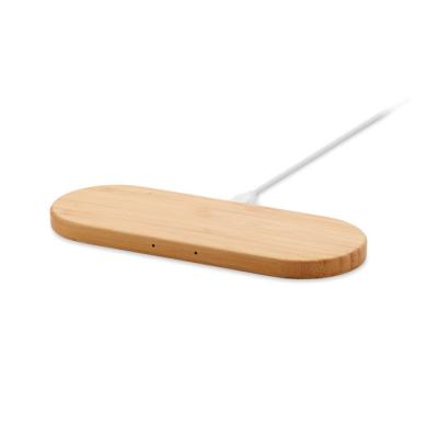 Image of Promotional Bamboo Double Wireless Charger Pad