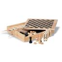 Image of Promotional Traditional Wooden Games Gift Set With Chess, Domino's, Drafts And Mikado Sticks