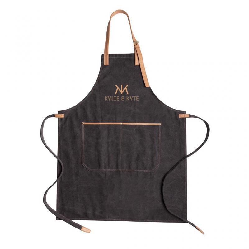 Image of Embroidered Deluxe Canvas Apron With Front Pocket Black