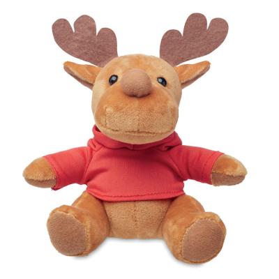 Image of Promotional Christmas Reindeer Soft Toy With Printed Jumper
