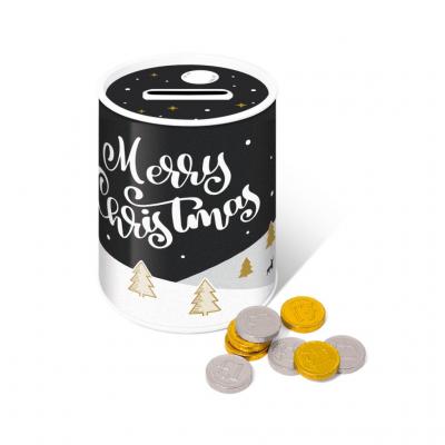 Image of Promotional Christmas Money Box Gift Tin Filled With Chocolate Coins