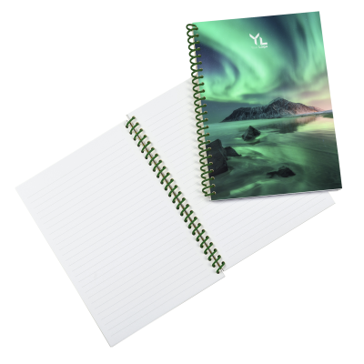 Image of Bespoke Eco Notebook With All Over Print A4 & A5 Racing Green Spiral