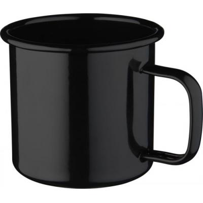 Image of Engraved Enamel Mug Retro Style Camping Mug Black