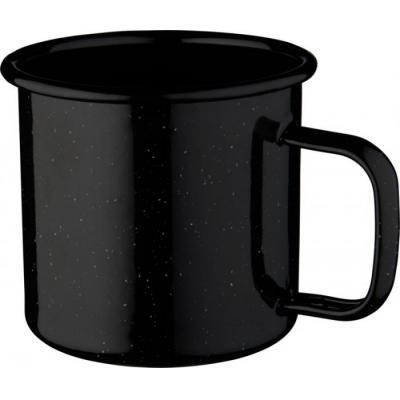 Image of Promotional Enamel Mug Retro Style Camping Mug Black And White