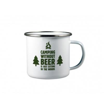 Image of Promotional Enamel Mug Retro Campfire Mug White
